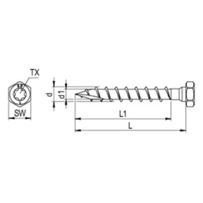 HBS 6-kant 12,0 x 100 TG TX 40 / SW 17, Stahl verz. blau